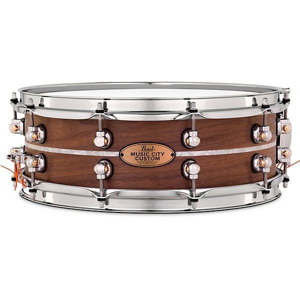 Pearl Music City Custom Solid Shell Snare Walnut with Nicotine Marine Inlay 14 x 5 in.