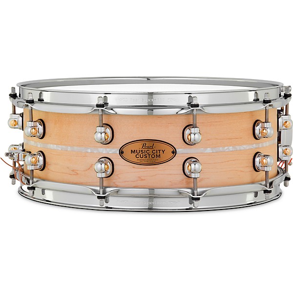 Pearl Music City Custom Solid Shell Snare Maple with Nicotine Marine Inlay 14 x 5 in.