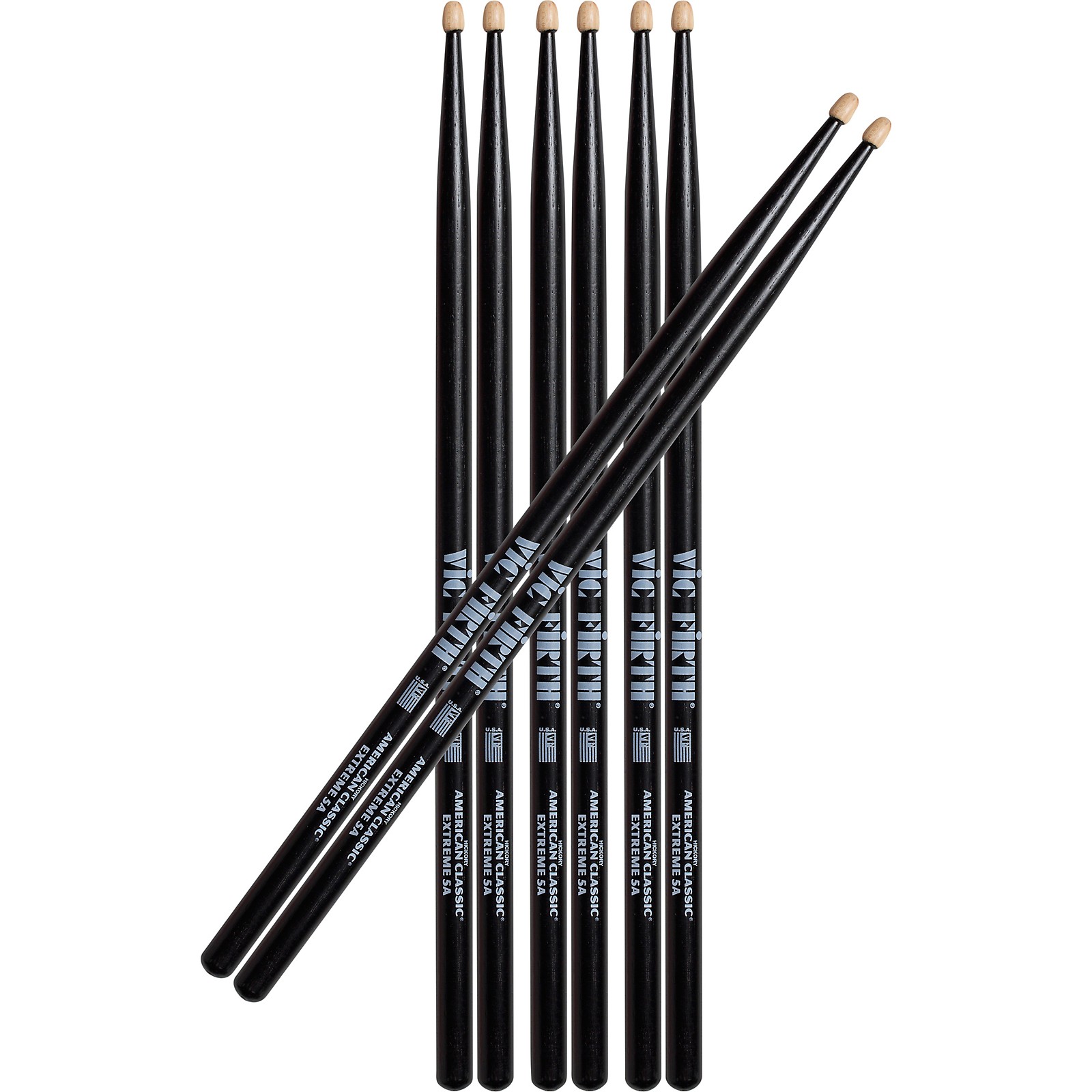 Vic Firth American Classic 5A Black Drumsticks Value Pack