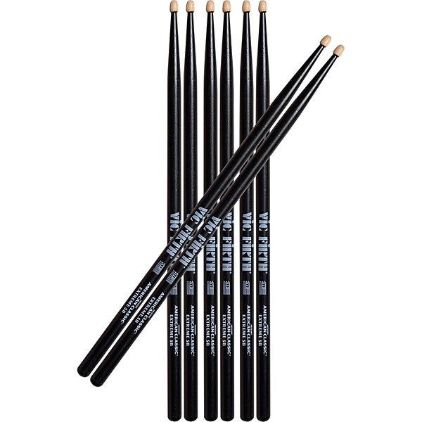 Vic Firth Buy 3 Pairs Black Extreme Drum Sticks, Get 1 Pair Free 5B Wood