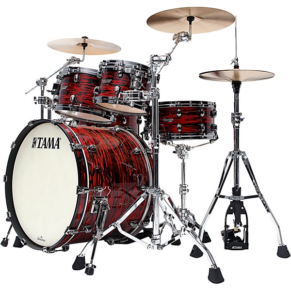 TAMA Starclassic Maple 4-Piece Shell Pack With Black Nickel Hardware and 22" Bass Drum Red Oyster