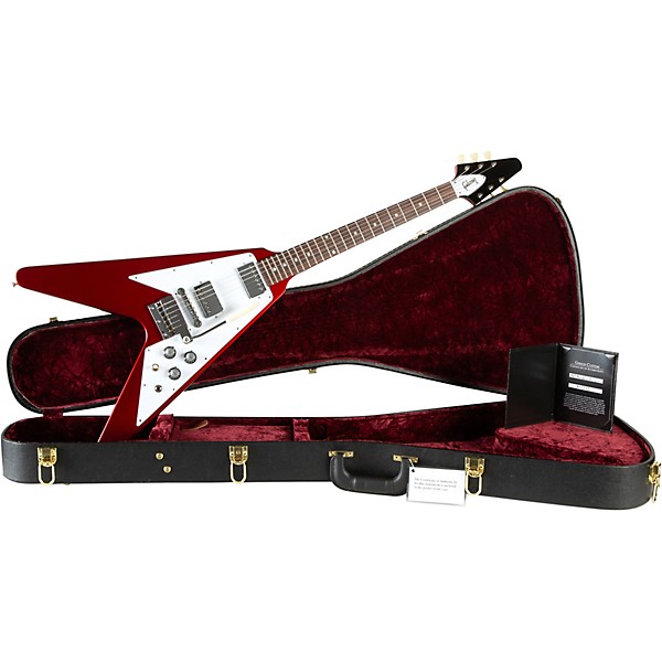 ギター Gibson Flying V'67 Custombucker Plus PU Platinum Gibson Custom 1967 Mahogany Flying V Reissue With Maestro