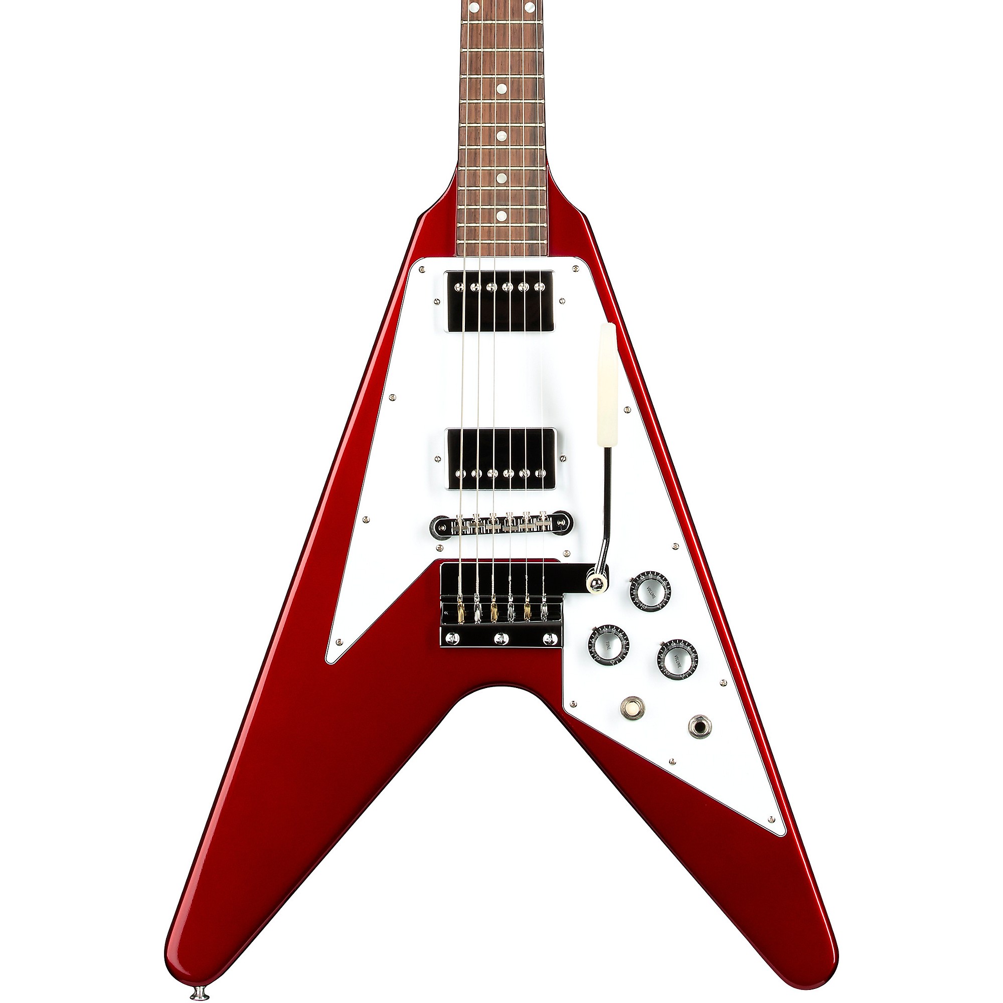 ギター Gibson Flying V'67 Custombucker Plus PU Platinum Gibson Custom 1967 Mahogany Flying V Reissue With Maestro