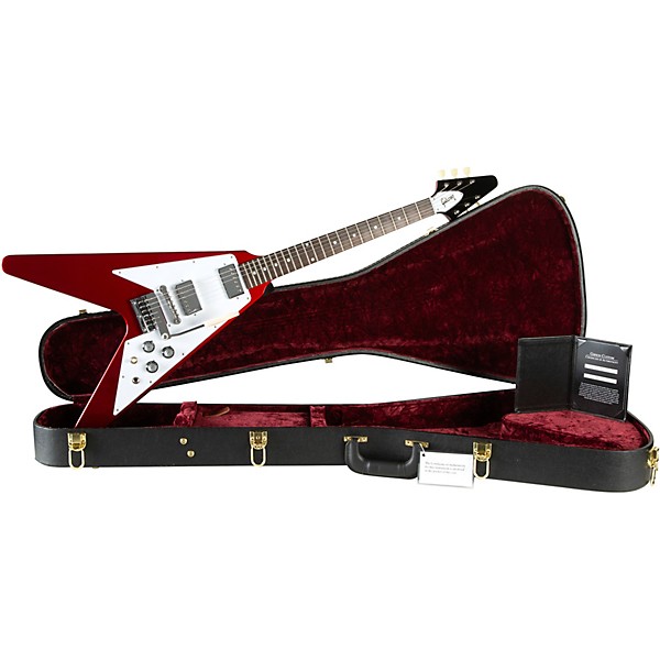 Gibson Custom 1967 Mahogany Flying V Reissue With Maestro Vibrola Electric Guitar Sparkling Burgundy