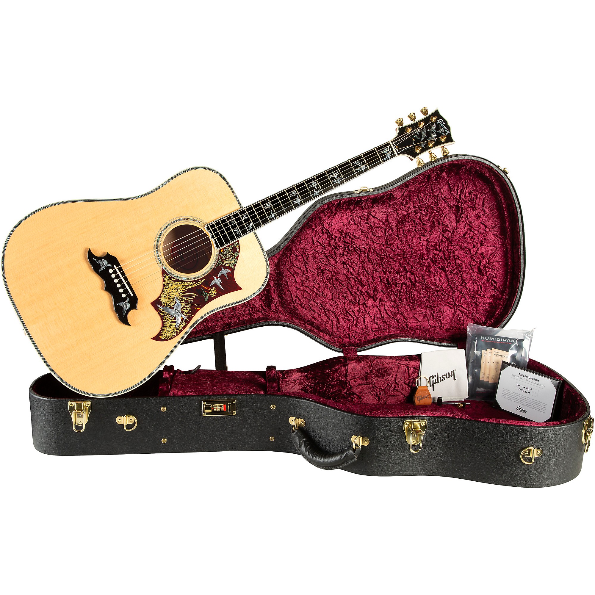 Platinum Gibson Custom Doves In Flight Acoustic Guitar Antique