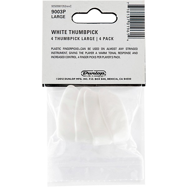 Dunlop DUNLOP 9003P LG THUMB PICK WHT (4)