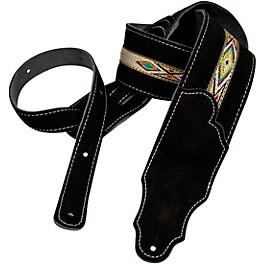 Franklin Strap Leather Guitar Strap 2.5 Inch Black Suede-Southwest Motif