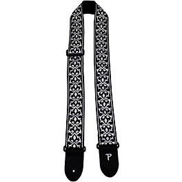 Perri's 2" Wide Black & White Tribal Design Jacquard Sewn on Nylon Webbing Backing & Leather Ends