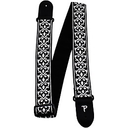 Perri's 2" Wide Black & White Tribal Design Jacquard Sewn on Nylon Webbing Backing & Leather Ends