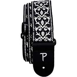Perri's 2" Wide Black & White Tribal Design Jacquard Sewn on Nylon Webbing Backing & Leather Ends