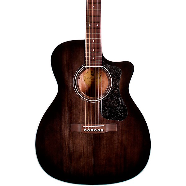 Open Box Guild OM-260CE Deluxe Flamed Mahogany Orchestra Cutaway Acoustic-Electric Guitar Level 2 Transparent Black Burst ...