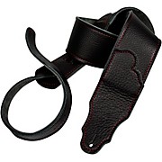 Franklin Strap 2.5" Original Black Glove Leather Guitar Strap Black With Red Stitching for sale
