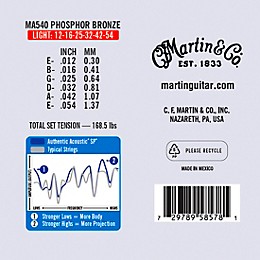 Martin Authentic Acoustic SP Guitar Strings, Light (MA540) Value 3-Pack (12-54) Light (12-54)