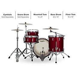 Ludwig Classic Oak 3-Piece Fab Shell Pack With 22" Bass Drum Red Sparkle