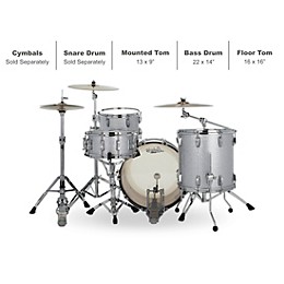 Ludwig Classic Oak 3-Piece Fab Shell Pack With 22" Bass Drum Silver Sparkle