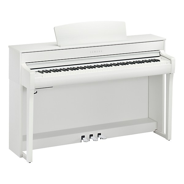 Open Box Yamaha Clavinova CLP-745 console digital piano with bench Level 2 Matte White 197881066314