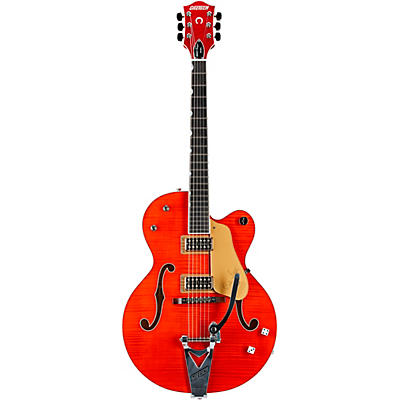 Gretsch Guitars G6120tfm-Bsnv Brian Setzer Signature Nashville With Bigsby And Flame Maple Orange Stain for sale