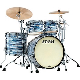 TAMA Starclassic Maple 4-Piece Shell Pack with Chrome Hardware and 22 in. Bass Drum Blue & White Oyster