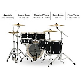 PDP by DW Concept Maple 7-Piece Shell Pack With Chrome Hardware Satin Black