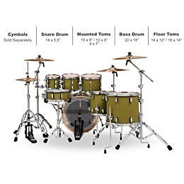 PDP by DW Concept Maple 7-Piece Shell Pack With Chrome Hardware Satin Olive