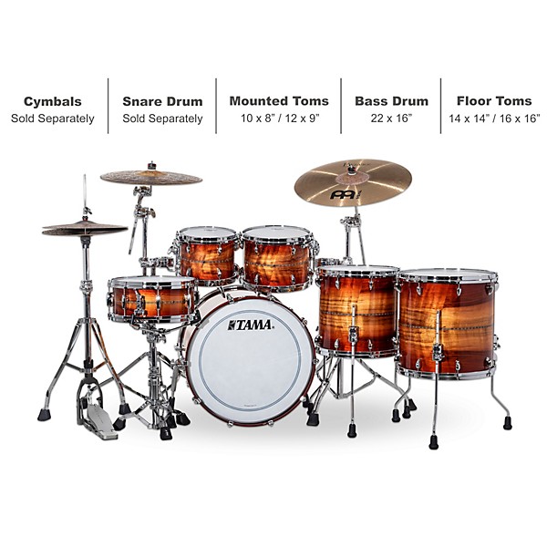 TAMA STAR Bubinga Limited-Edition 5-piece Shell Pack with 22 in. Bass Drum Red Blackwood Burst