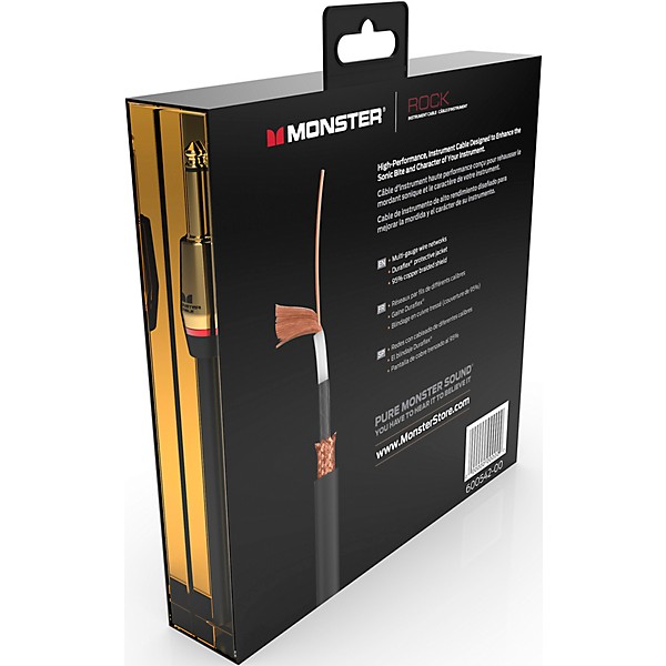 Monster Cable Prolink Rock Pro Audio Instrument Cable, Right Angle to Straight 21 ft. Black