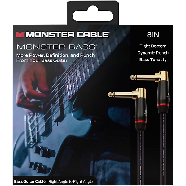 Monster Cable Prolink Bass Instrument Cable Right Angle to Right Angle 8 in. Black