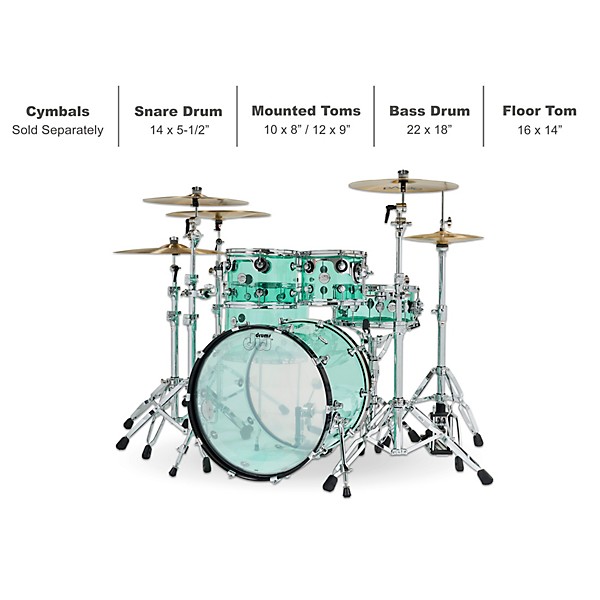 Open Box Design Series Acrylic 5-Piece Shell Pack With Chrome Hardware Level 1  Sea Glass