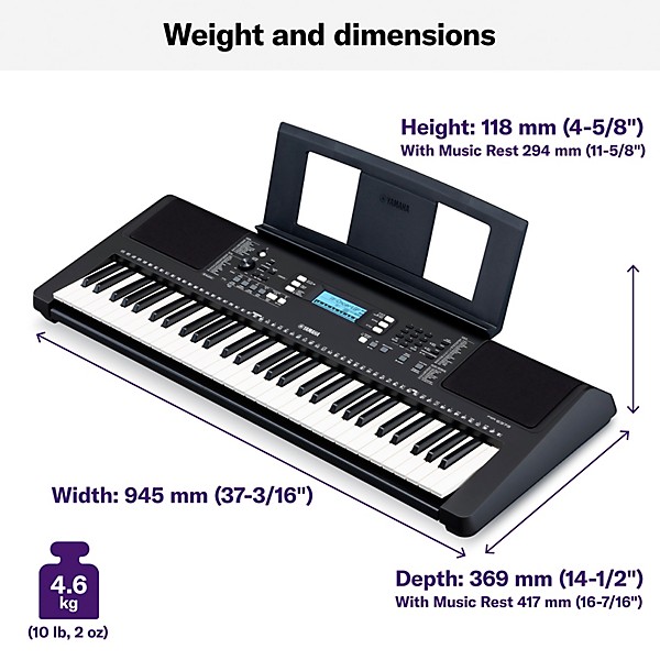Open Box Yamaha PSR-E373 61-Key Portable Keyboard Level 2  194744633935