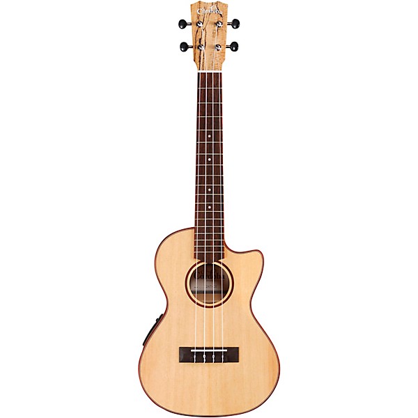 Cordoba 24T-CE Spruce Spalted Maple Cutaway Tenor Acoustic-Electric Ukulele Natural Guitar Center