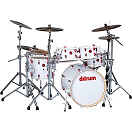 ddrum Hybrid Acoustic-Electric 6-Piece Shell Pack White/Red