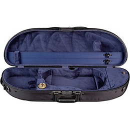 Bobelock Wooden Half-Moon Suspension Violin Case 4/4 Size Black Exterior, Blue Interior