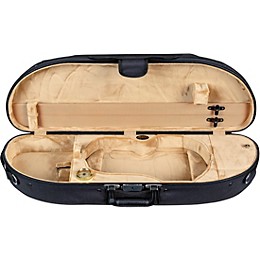 Bobelock Wooden Half-Moon Suspension Violin Case 4/4 Size Black Exterior, Tan Interior