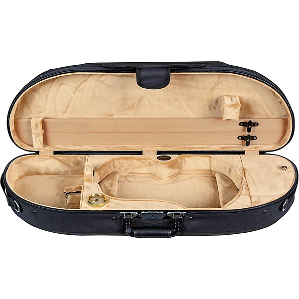 Bobelock Wooden Half-Moon Suspension Violin Case 4/4 Size Black Exterior, Tan Interior
