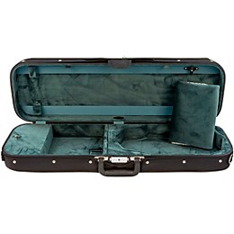 Bobelock Wooden Oblong Violin Case 4/4 Size Black Exterior, Green Interior
