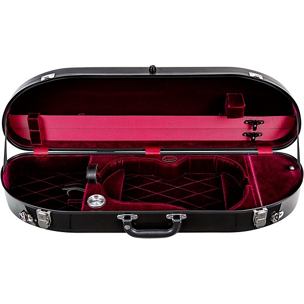 Bobelock Fiberglass Half-Moon Violin Case 4/4 Size Black Exterior, Wine Interior