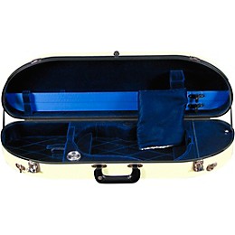 Bobelock Fiberglass Half-Moon Violin Case 4/4 Size Ivory Exterior, Blue Interior