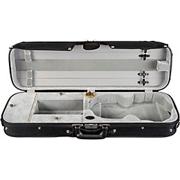 Bobelock Hill Style Professional Oblong Suspension Violin Case 4/4 Size Black Exterior, Gray Interior