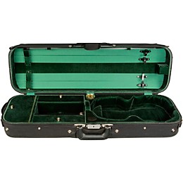 Bobelock Hill Style Professional Oblong Suspension Violin Case 4/4 Size Black Exterior, Green Interior