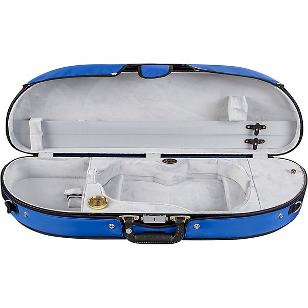 Bobelock Puffy Style Half-Moon Woodshell Suspension Violin Case 4/4 Size Blue Exterior, Gray Interior