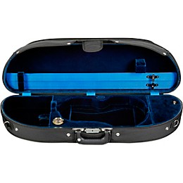 Bobelock Half-Moon Woodshell Suspension Violin Case 4/4 Size Black Exterior, Blue Interior