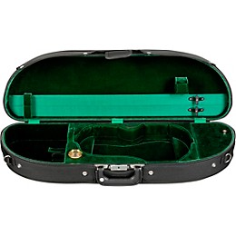 Bobelock Half-Moon Woodshell Suspension Violin Case 4/4 Size Black Exterior, Green Interior