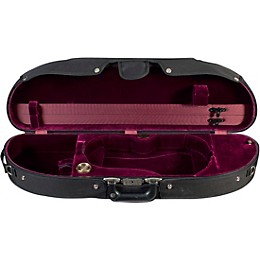 Bobelock Half-Moon Woodshell Suspension Violin Case 4/4 Size Black Exterior, Wine Interior