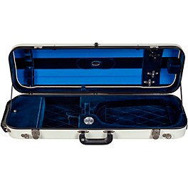 Bobelock Fiberglass Oblong Suspension Violin Case 4/4 Size Ivory Exterior, Blue Interior