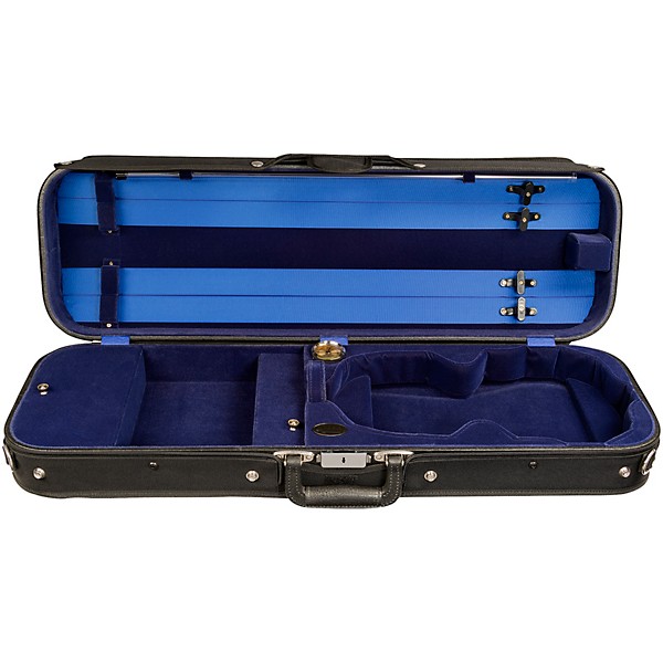Bobelock Economy Student Oblong Suspension Violin Case 4/4 Size Black Exterior, Blue Interior