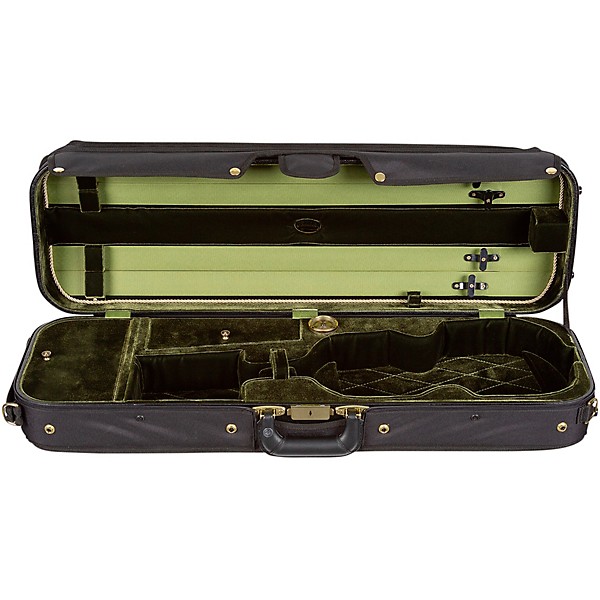 Bobelock Corregidor Professional Oblong Suspension Violin Case 4/4 Size Black Exterior, Green Interior