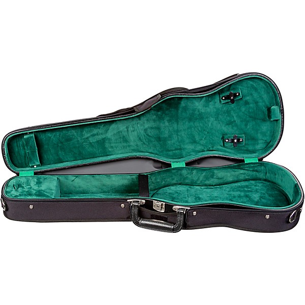 Bobelock Slim Shaped Woodshell Violin Case 3/4 Size Black Exterior, Green Interior