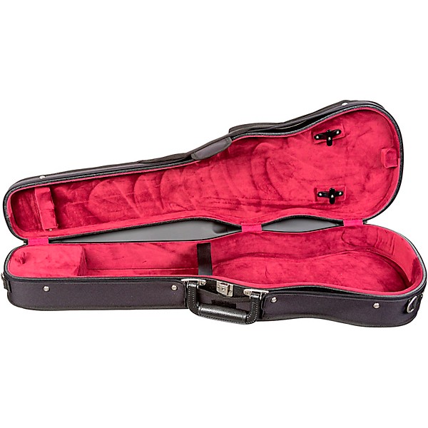 Bobelock Slim Shaped Woodshell Violin Case 4/4 Size Black Exterior, Wine Interior