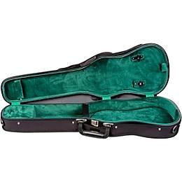 Bobelock Slim Shaped Woodshell Violin Case 1/2 Size Black Exterior, Green Interior