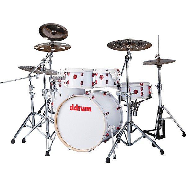 ddrum Hybrid Player 5-Piece Acoustic-Electric Shell Pack White/Red